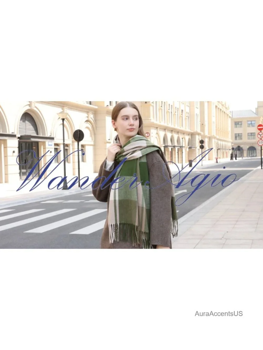 Cashmere Like Shawl Winter Warm Knit Large Tassel Plaid Scarf